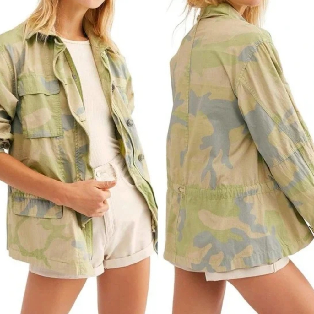 FREE PEOPLE  CAMO  LEAD THE WAY JACKET COAT WOMENS SIZE S